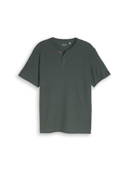 Henley T-Shirt mit Waffelstruktur