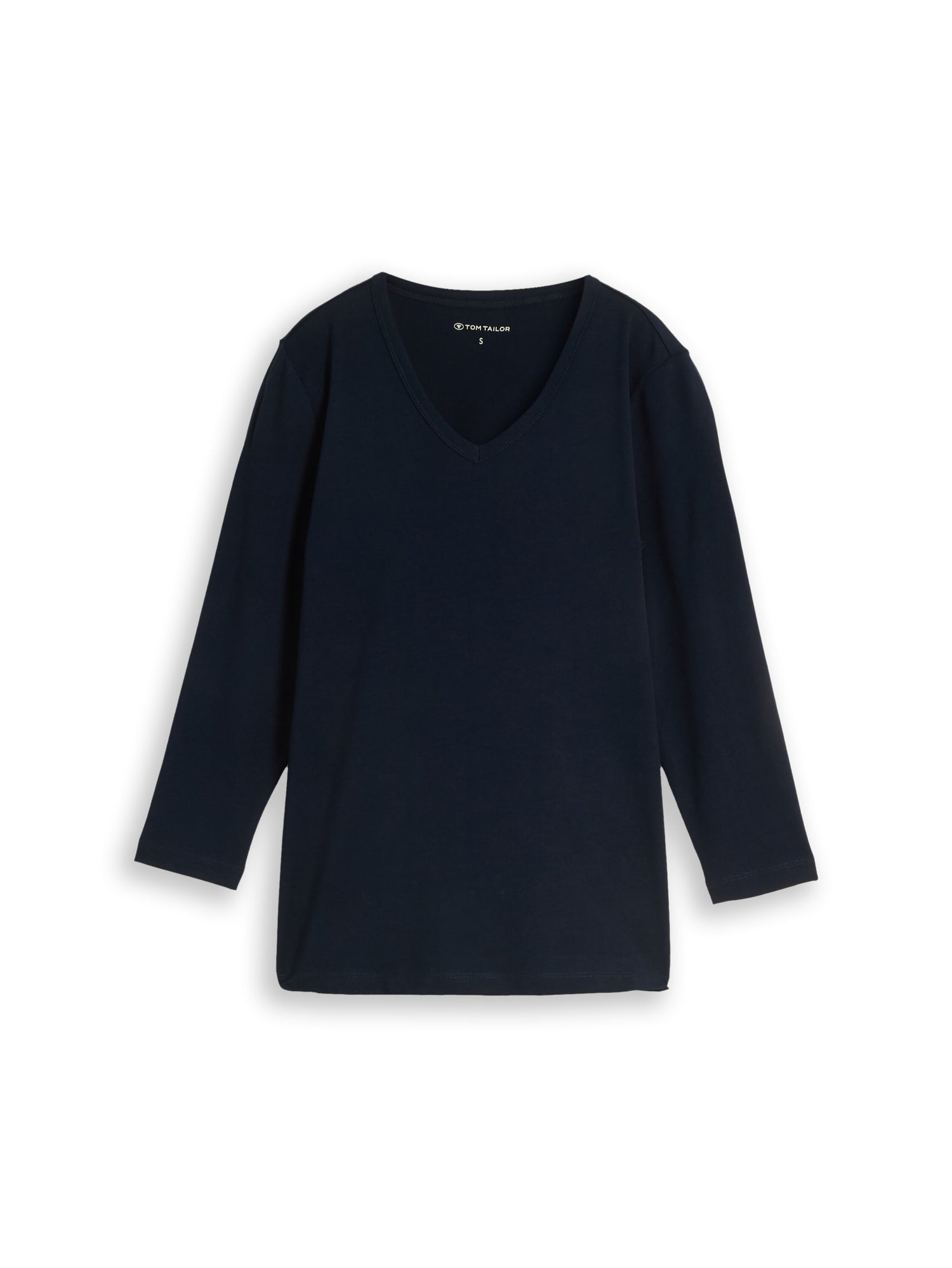 Basic Langarmshirt mit V-Ausschnitt