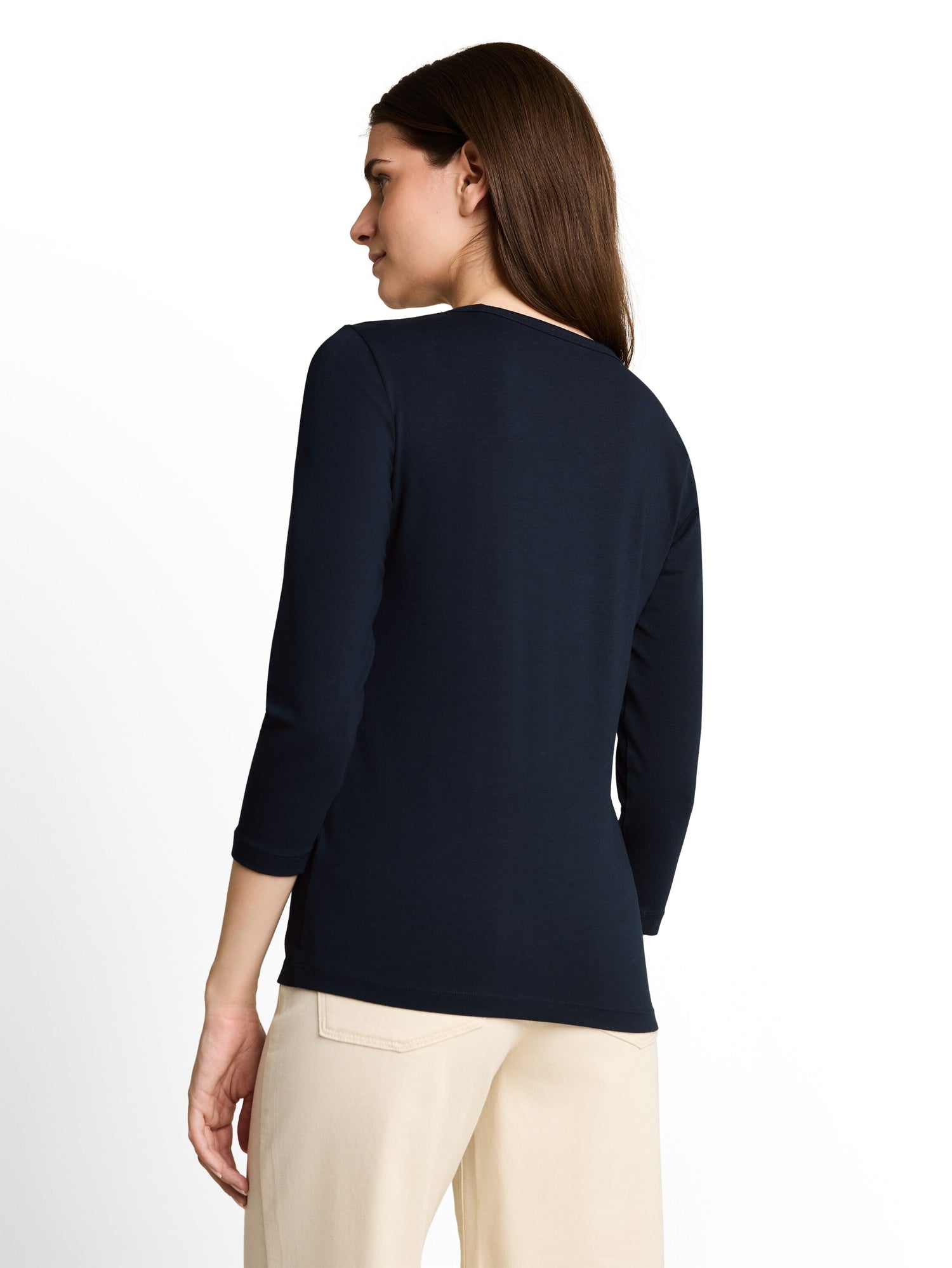 Basic Langarmshirt mit V-Ausschnitt