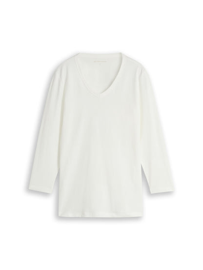 Basic Langarmshirt mit V-Ausschnitt
