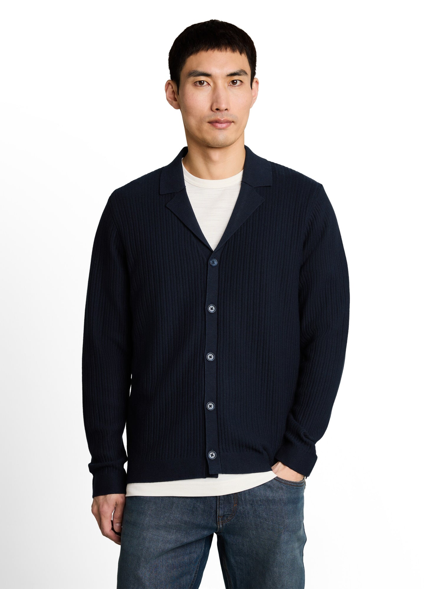 Strickjacke mit Polokragen