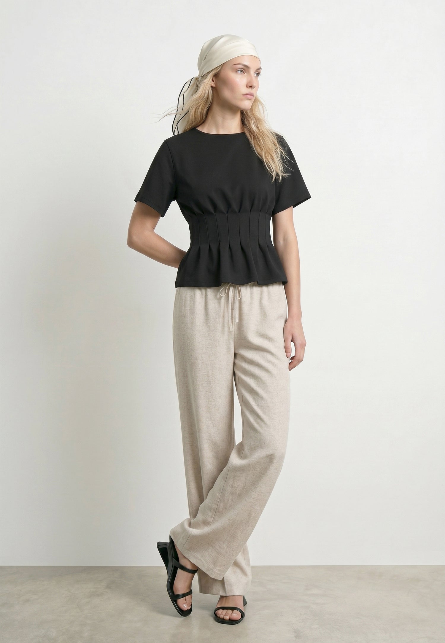 HDORIA SS PLEATED T-SHIRT