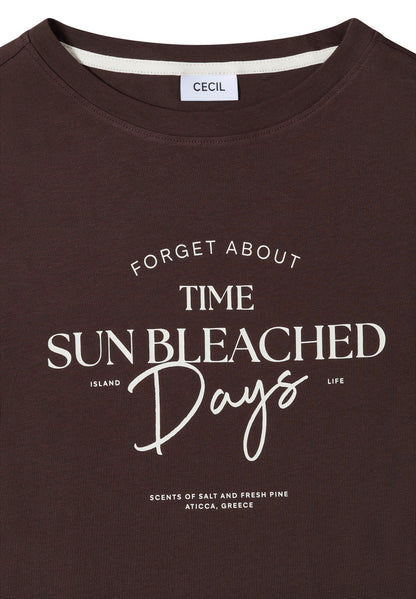 T-Shirt mit Boat Neck und Wording Artwork
