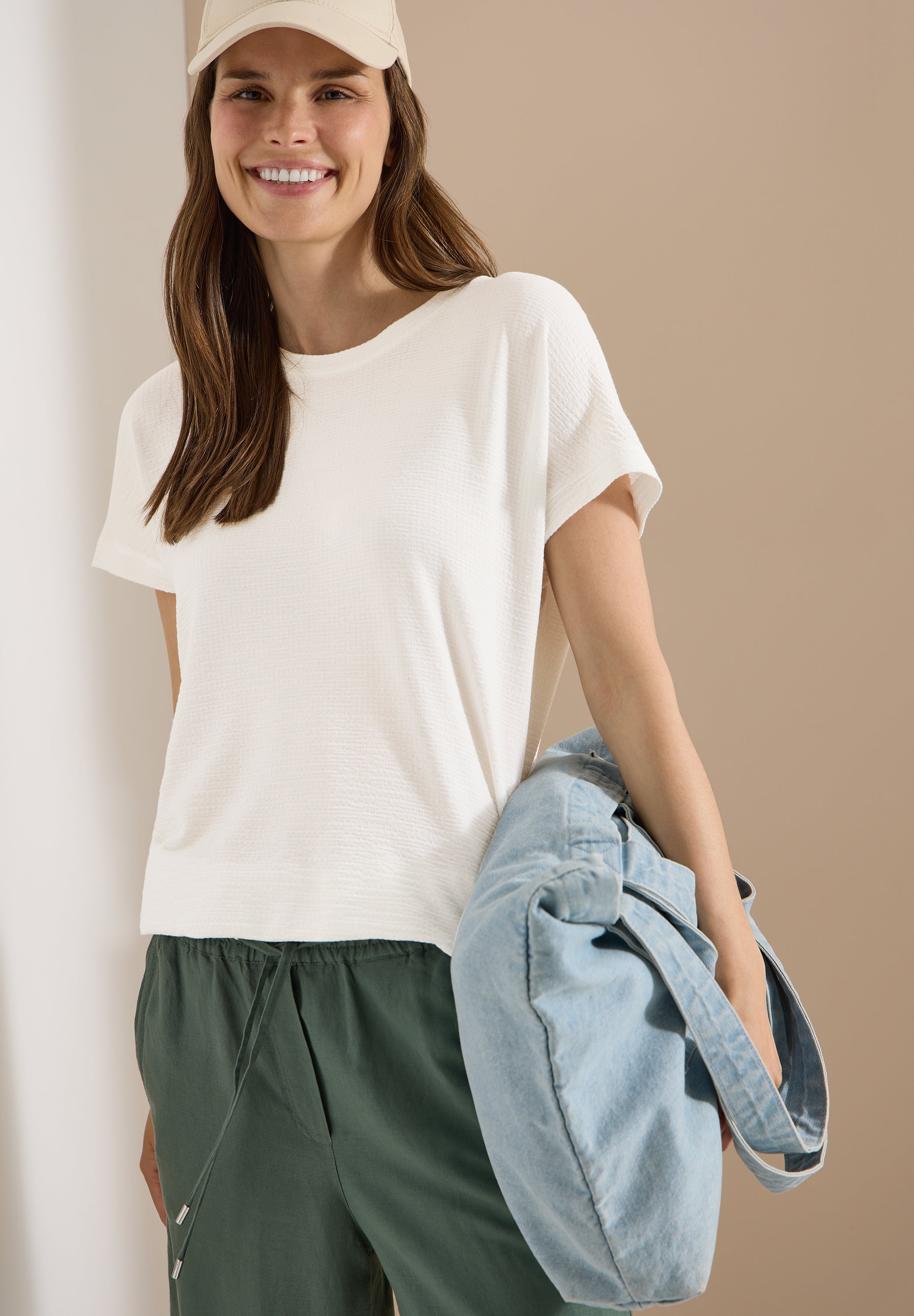 T-Shirt mit Rundhals und Struktur