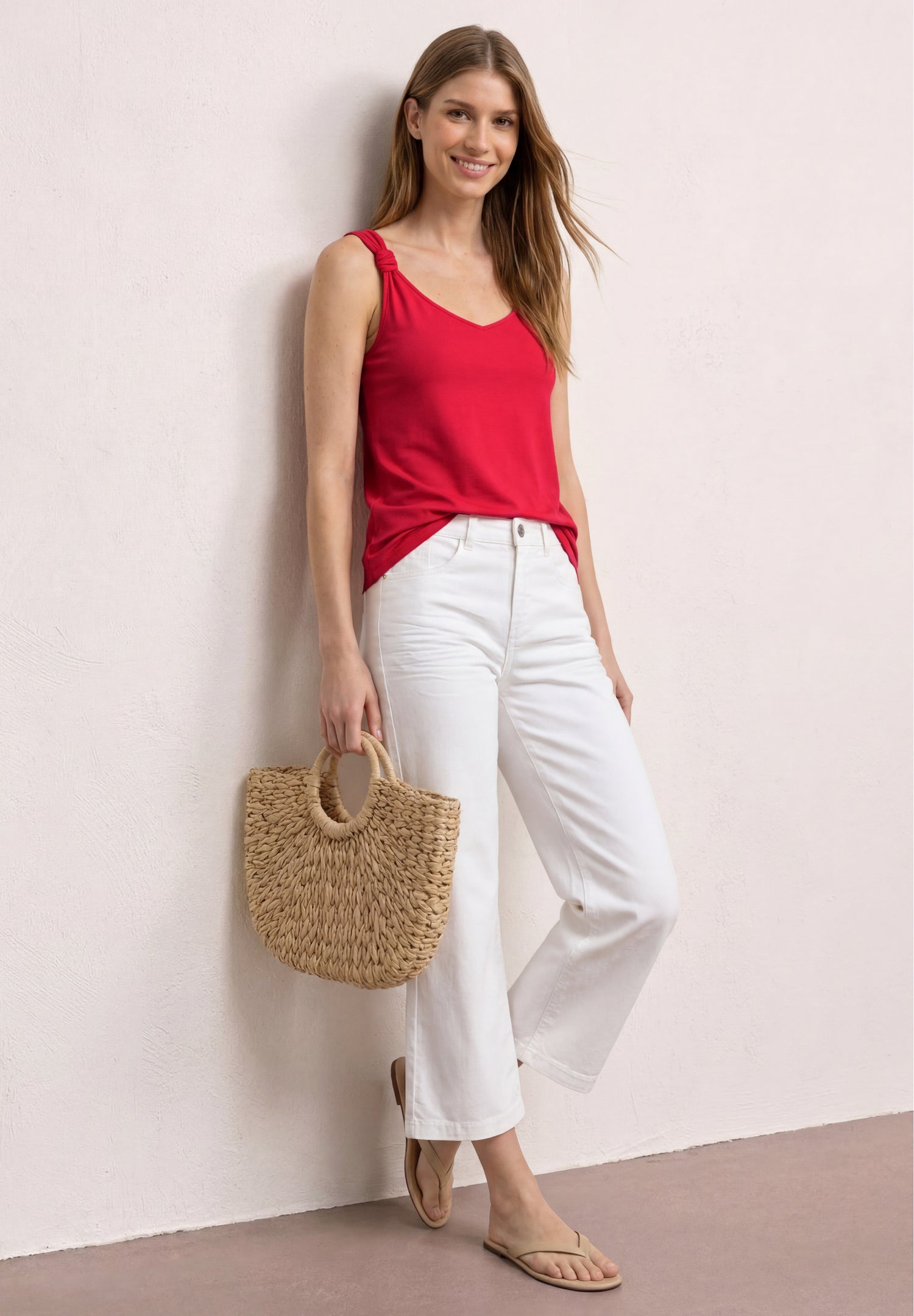Top mit V-Neck und Knotendetail