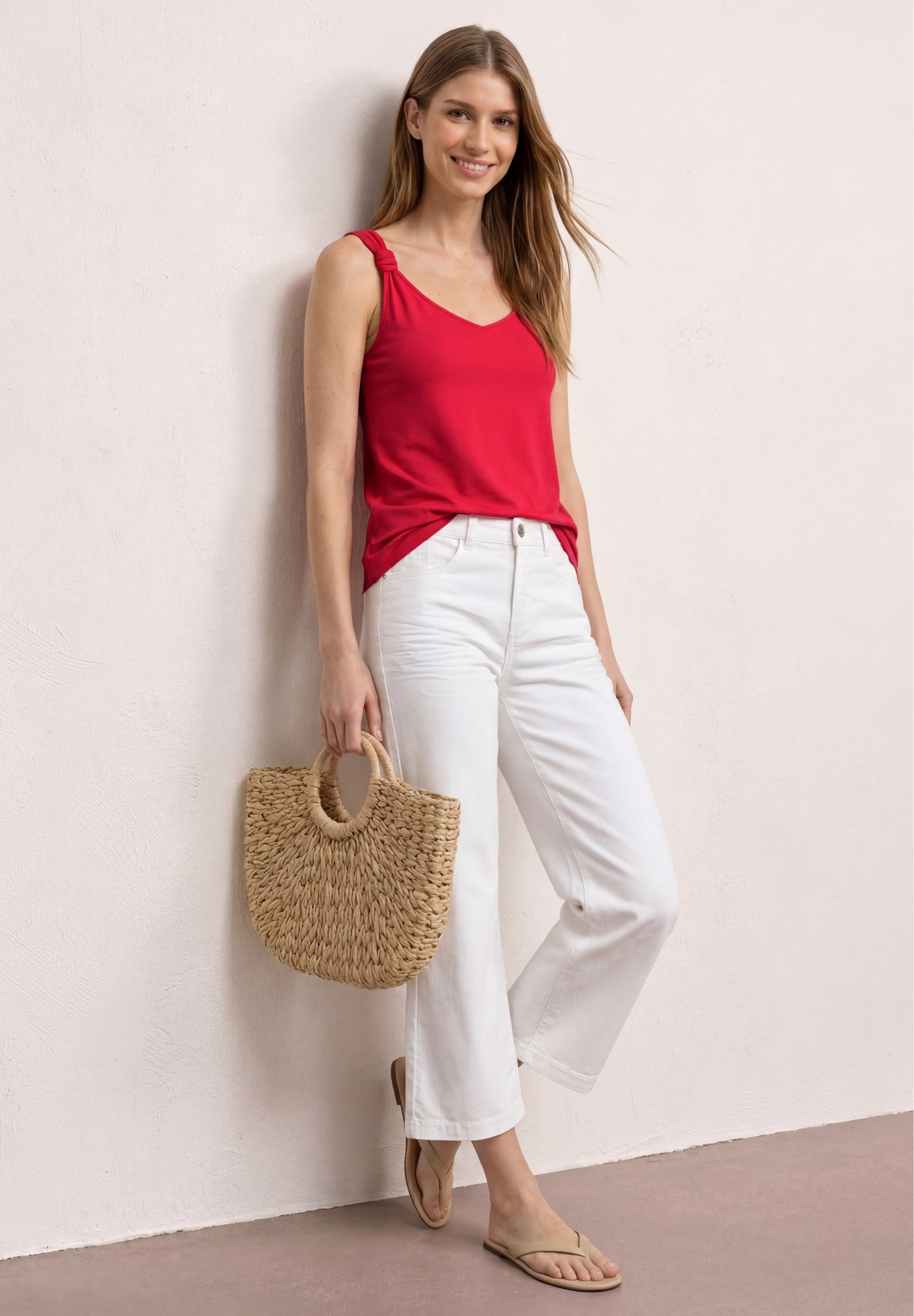 Top mit V-Neck und Knotendetail