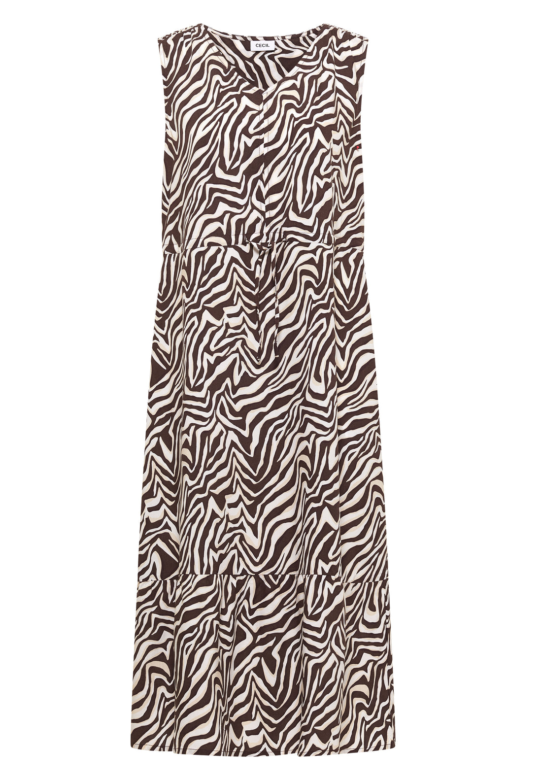 Midikleid mit V-Neck und Zebraprint
