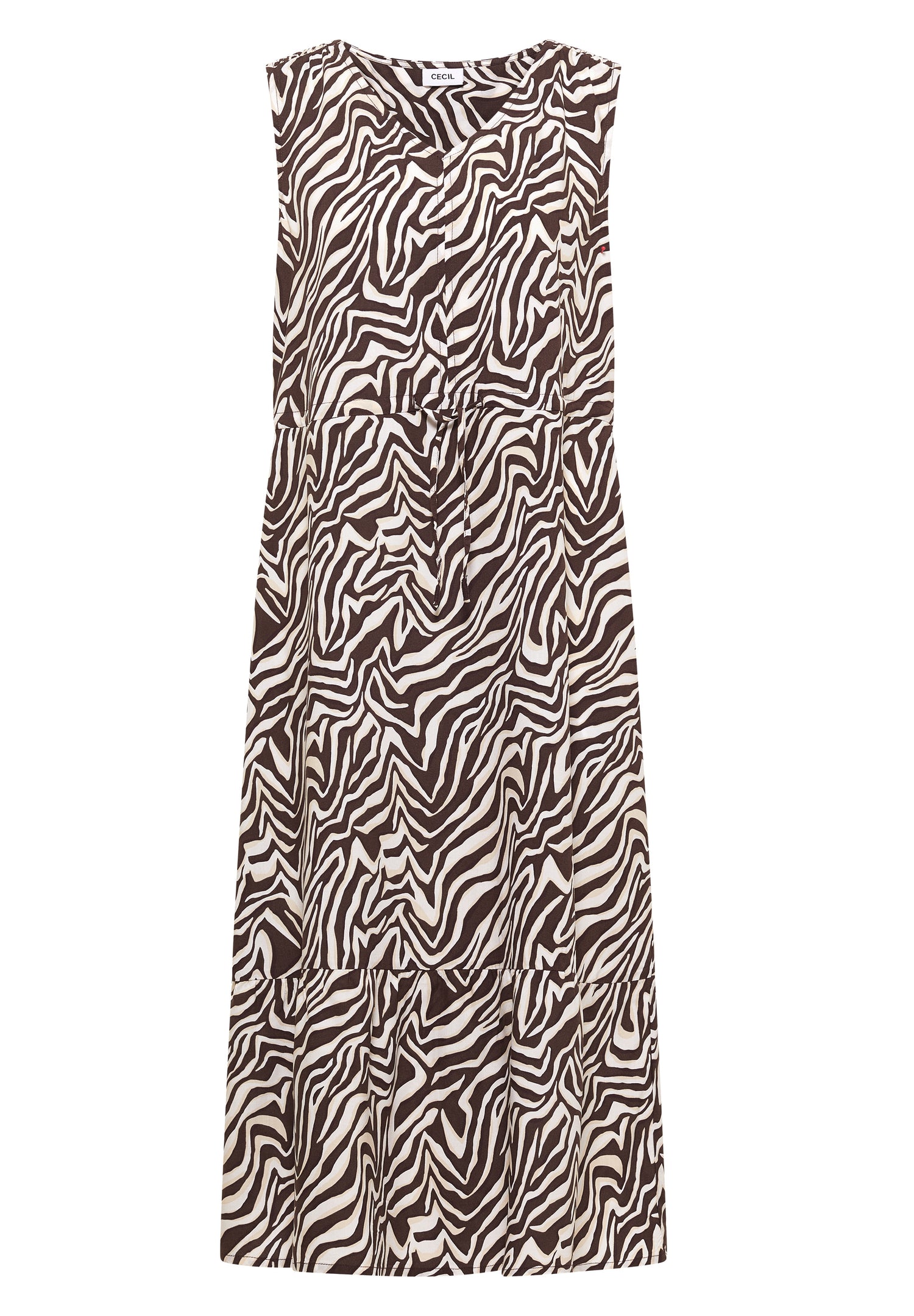 Midikleid mit V-Neck und Zebraprint