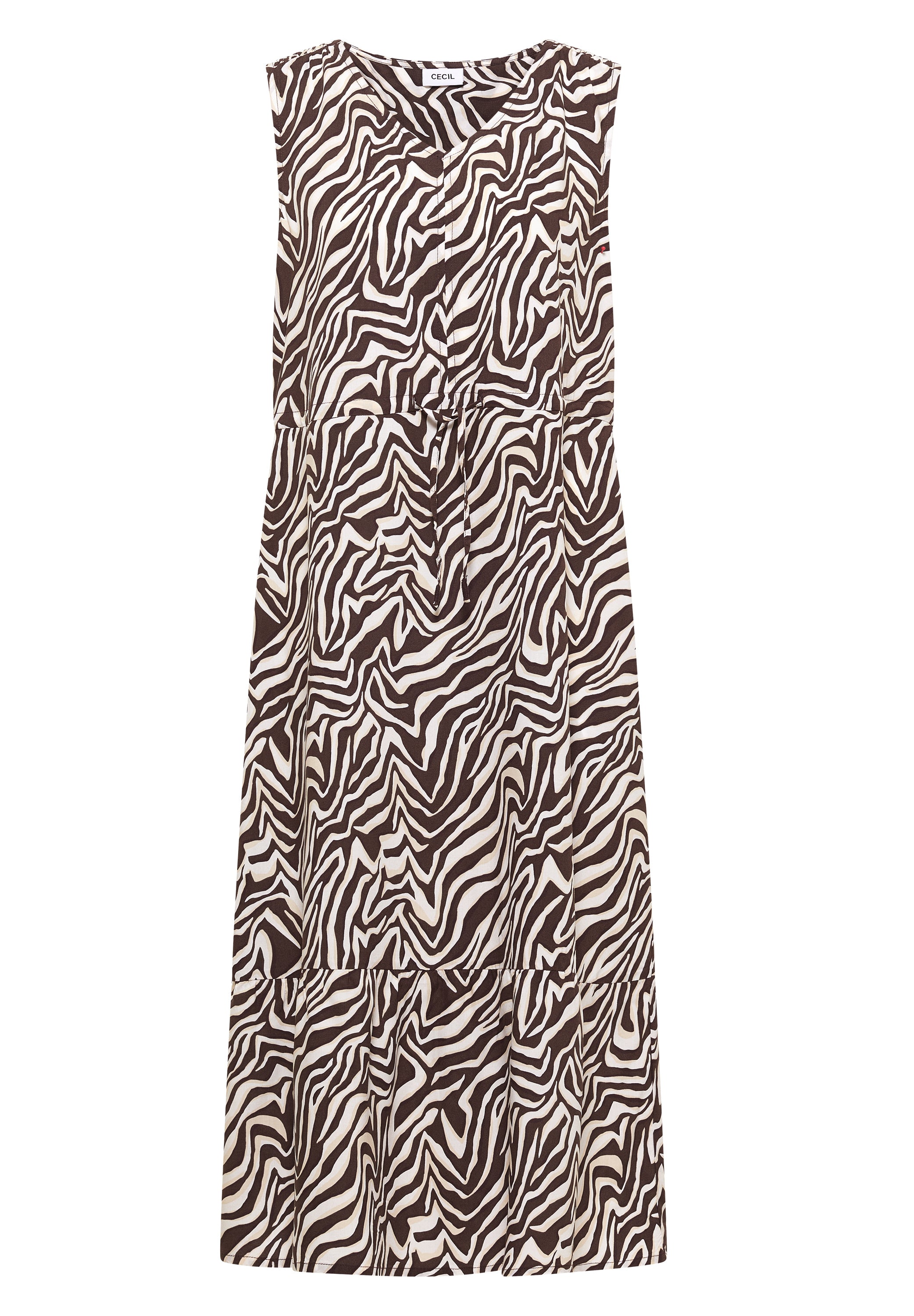 Midikleid mit V-Neck und Zebraprint