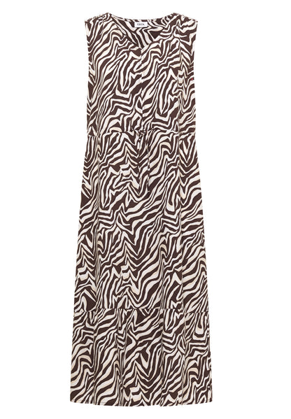 Midikleid mit V-Neck und Zebraprint