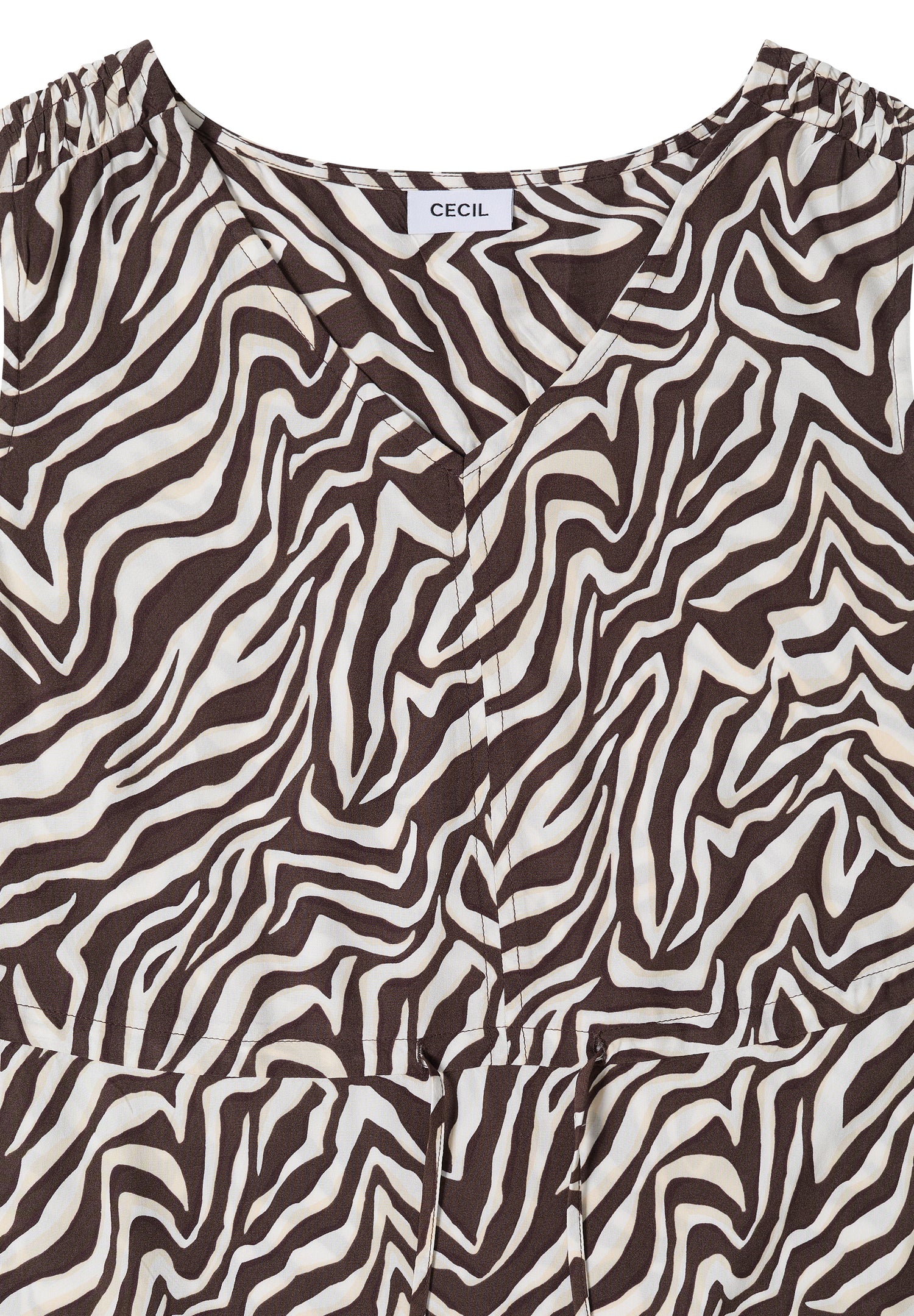 Midikleid mit V-Neck und Zebraprint