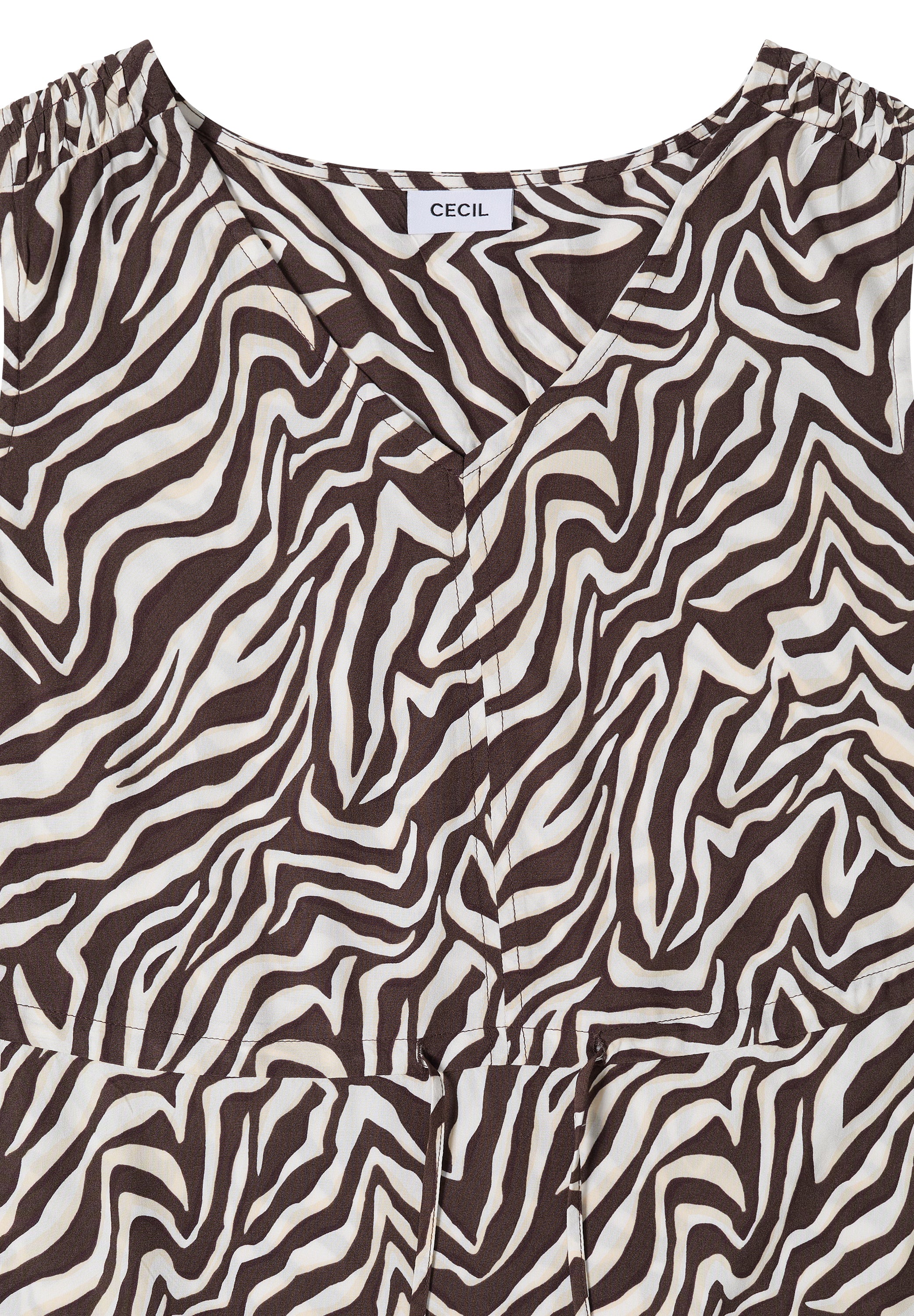 Midikleid mit V-Neck und Zebraprint