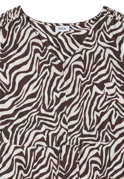 Midikleid mit V-Neck und Zebraprint