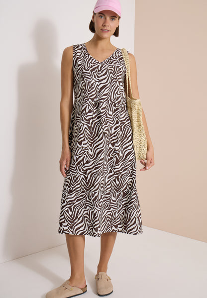 Midikleid mit V-Neck und Zebraprint