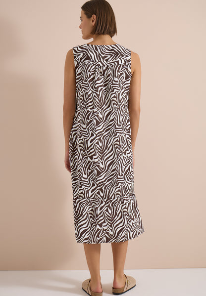 Midikleid mit V-Neck und Zebraprint