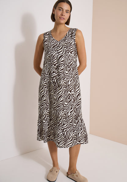 Midikleid mit V-Neck und Zebraprint