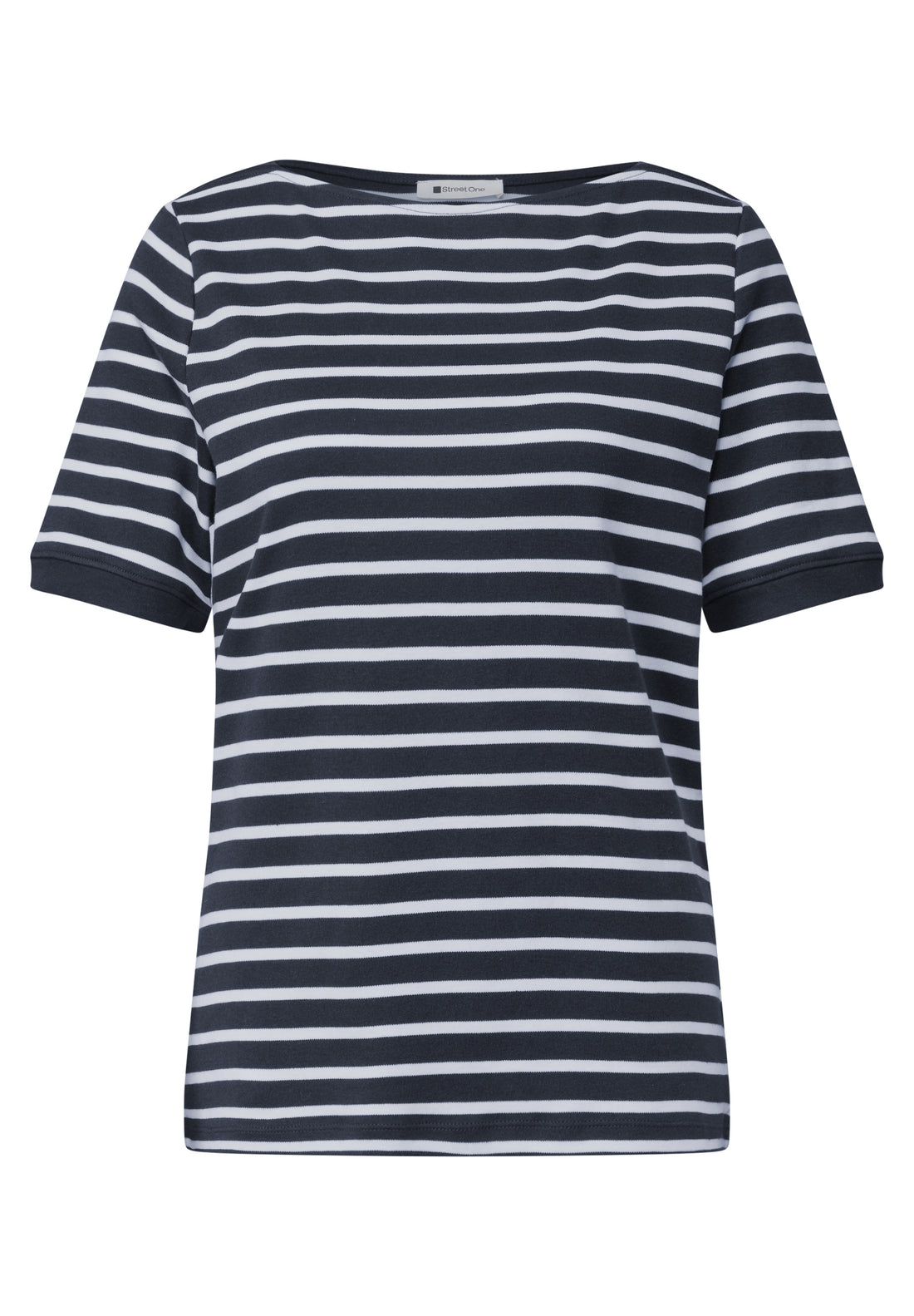 T-Shirt mit Boat Neck und Streifen