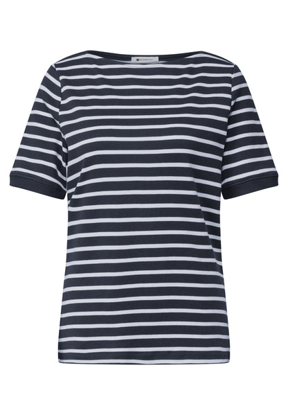 T-Shirt mit Boat Neck und Streifen
