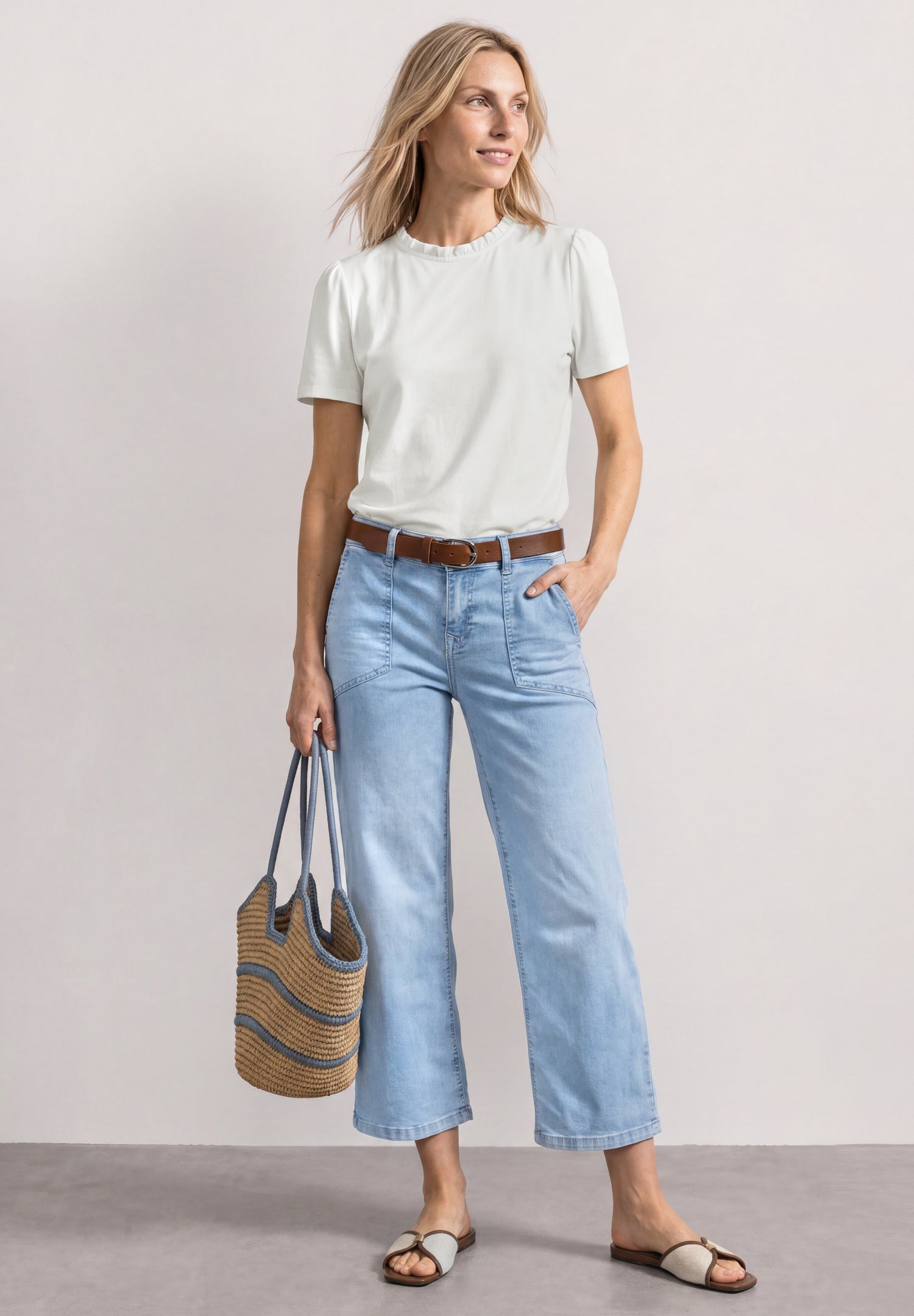 T-Shirt mit Rundhals und Rüschendetails