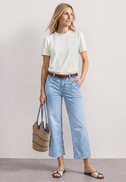 T-Shirt mit Rundhals und Rüschendetails