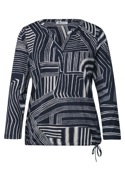 3/4-Arm Shirt mit Split Neck und Print