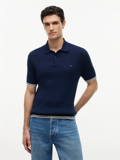 CABLE KNITTED S/S POLO