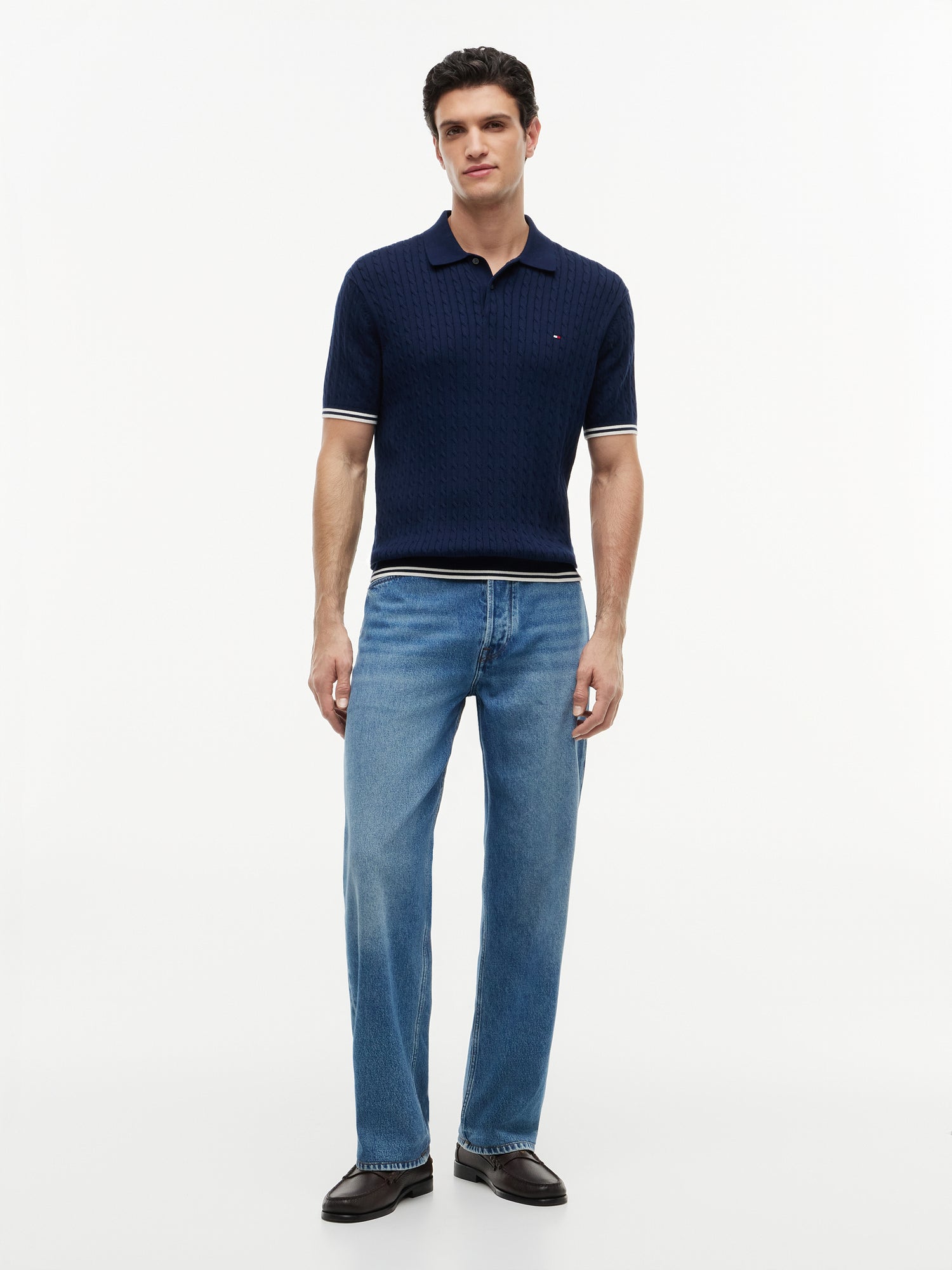 CABLE KNITTED S/S POLO