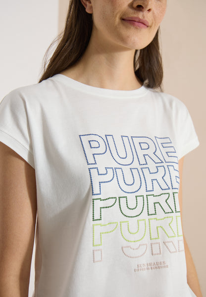 T-Shirt mit Boat Neck und Frontprint
