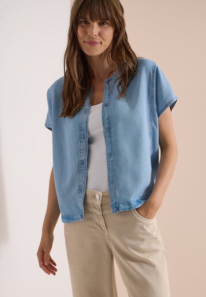 Lyocell-Bluse in Blouson-Optik