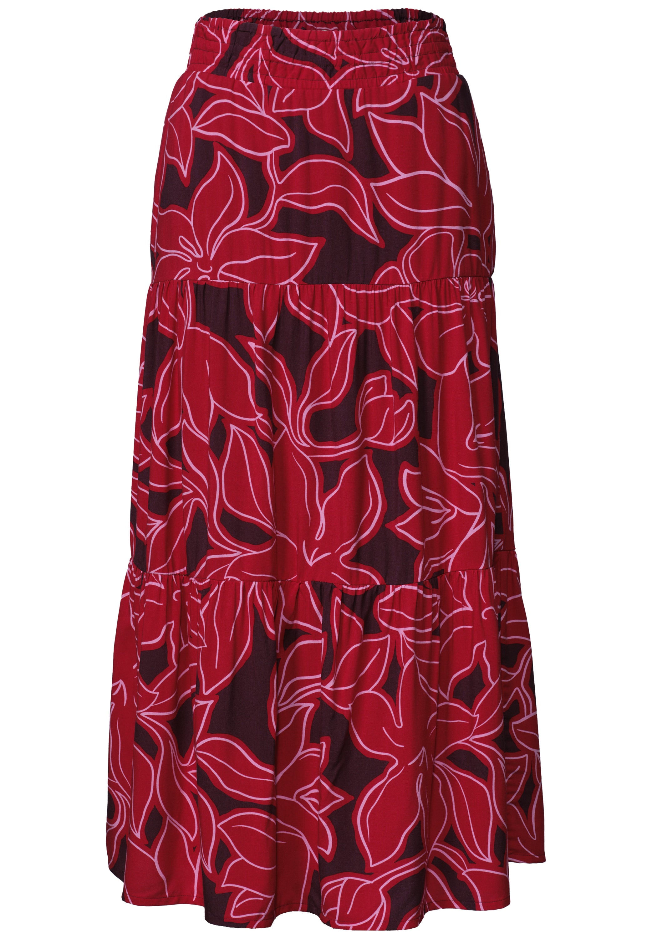 Maxi-Rock mit Volants und Print
