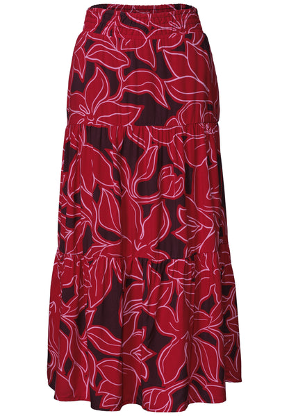 Maxi-Rock mit Volants und Print