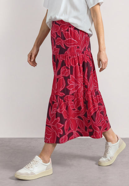 Maxi-Rock mit Volants und Print