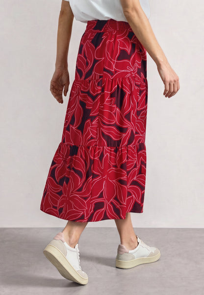 Maxi-Rock mit Volants und Print