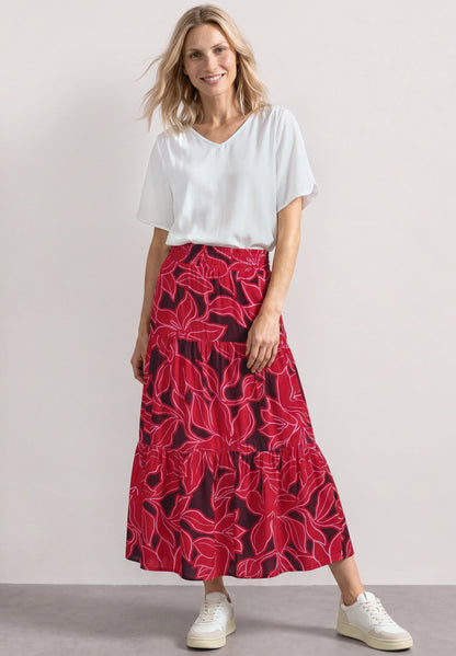 Maxi-Rock mit Volants und Print