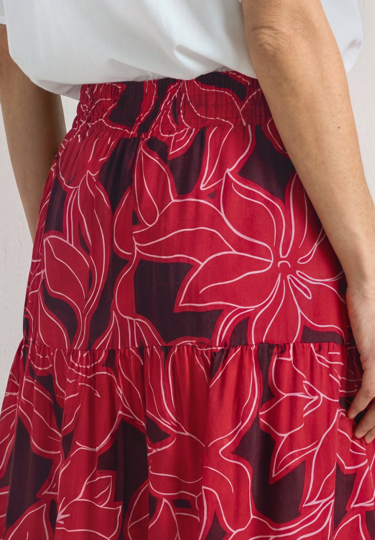 Maxi-Rock mit Volants und Print