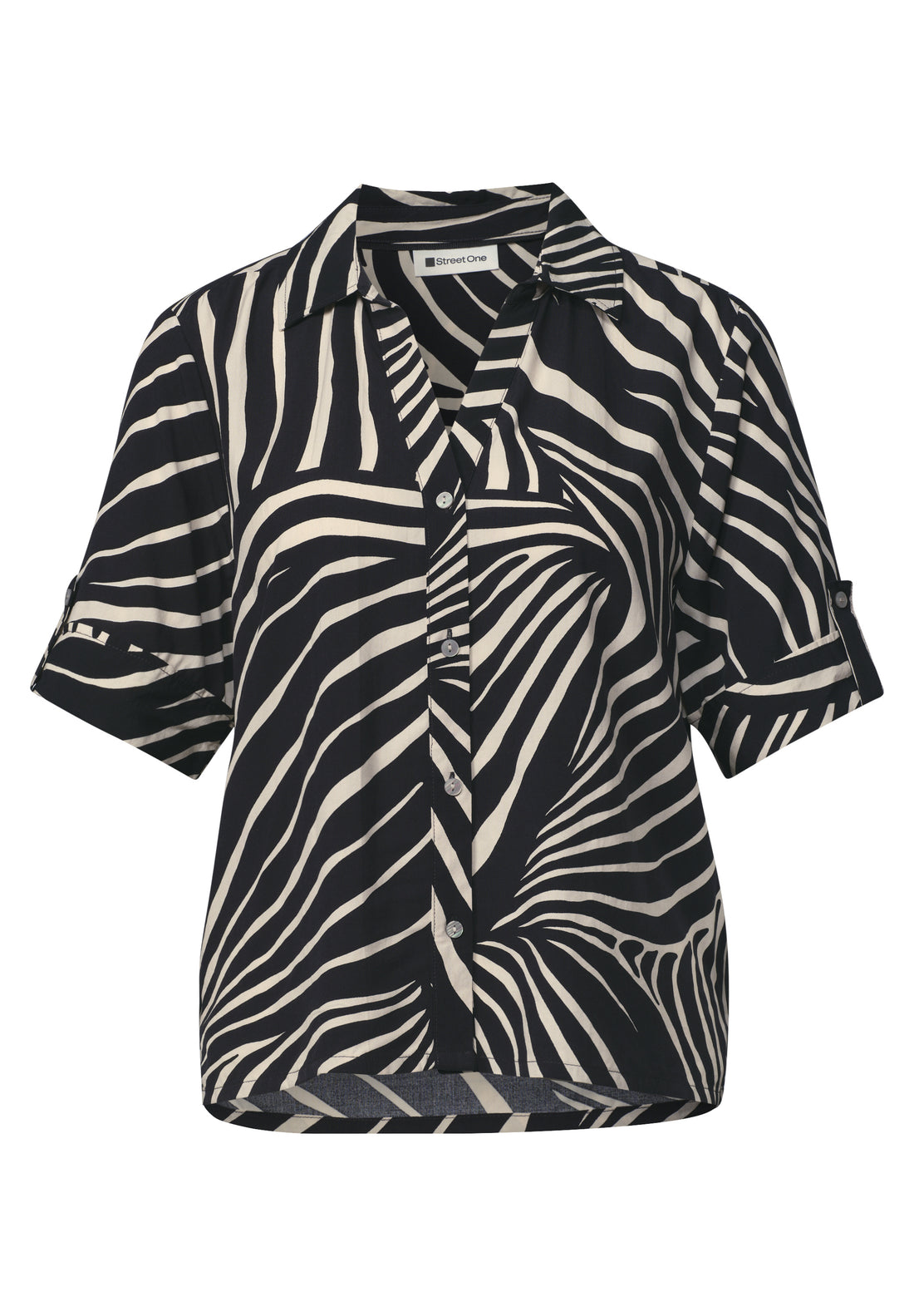 Kurzarm Hemdbluse mit Turn-Up-Details