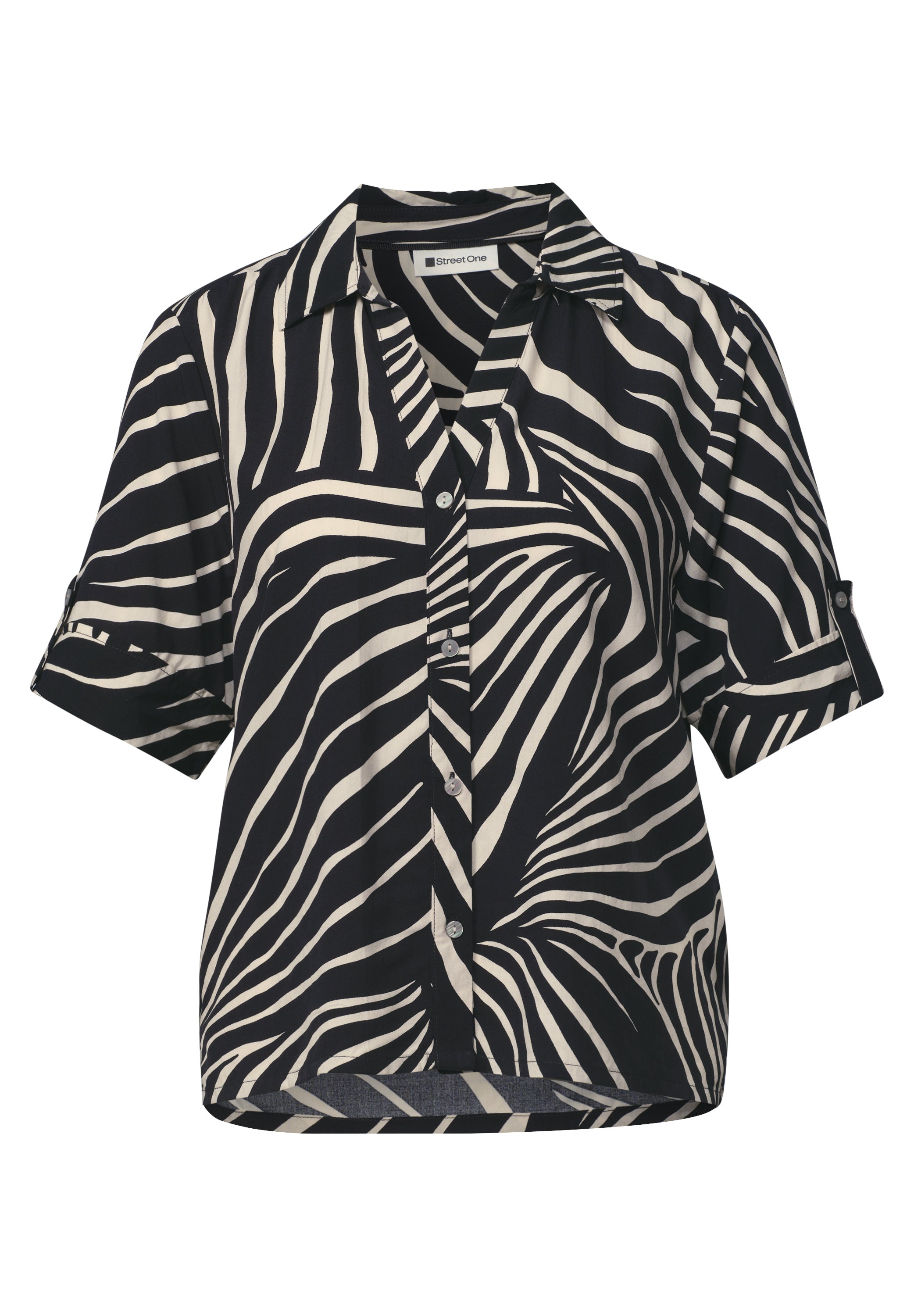 Kurzarm Hemdbluse mit Turn-Up-Details