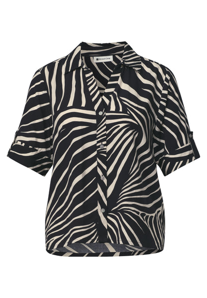 Kurzarm Hemdbluse mit Turn-Up-Details