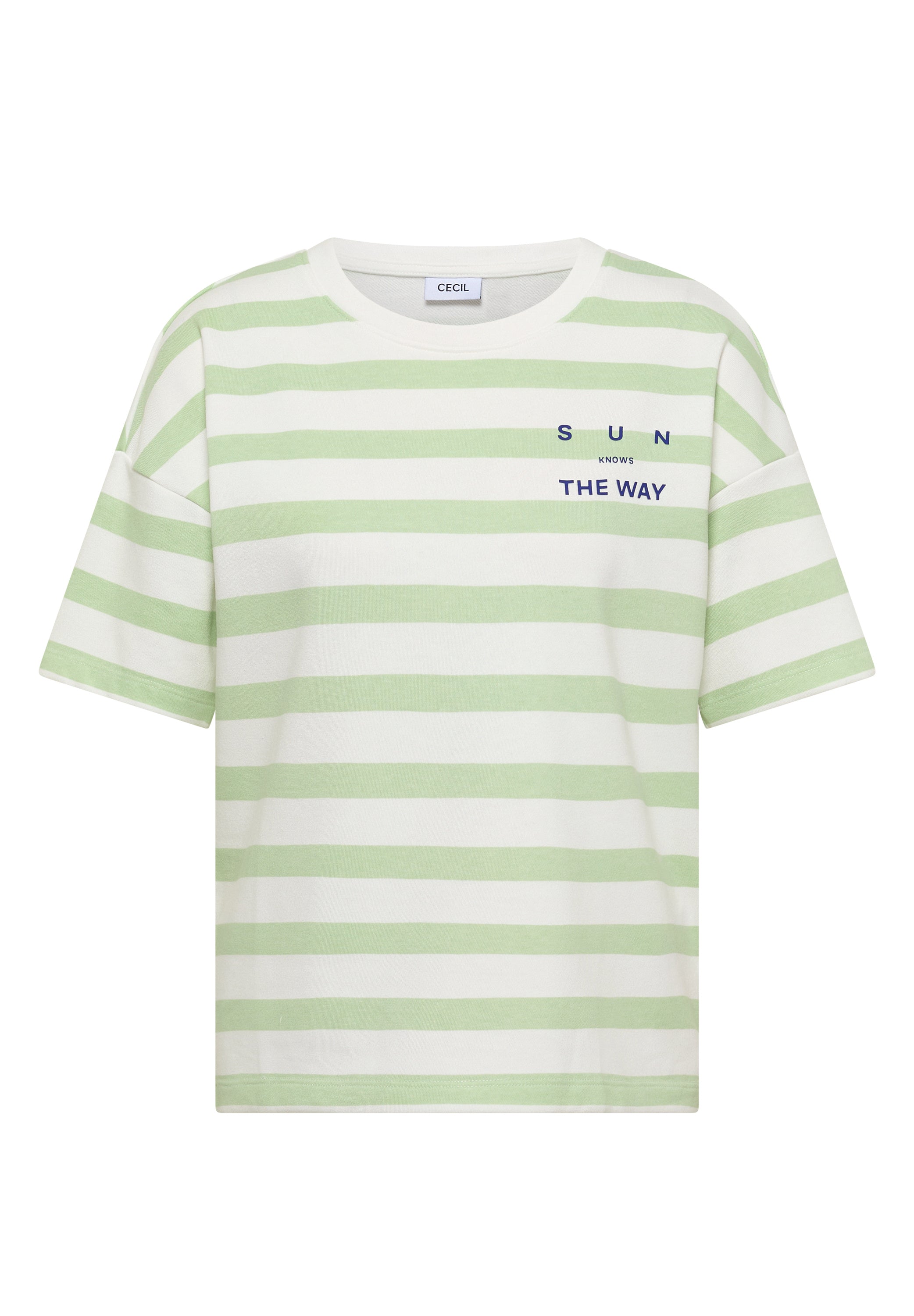 Halbarm Shirt mit Streifen und Wording-Detail