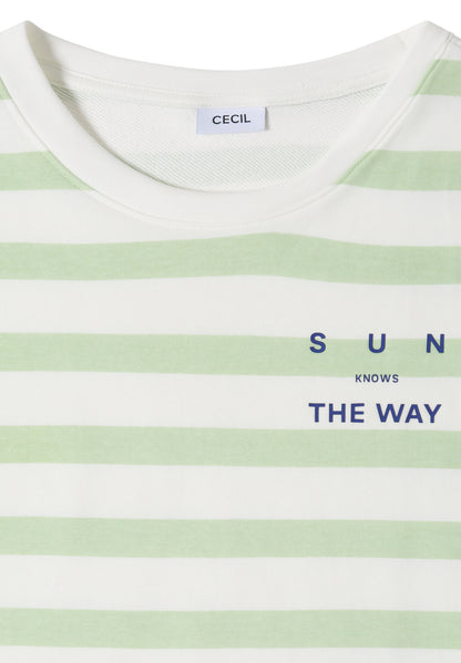 Halbarm Shirt mit Streifen und Wording-Detail