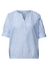 Chambray Bluse mit Split Neck und Elastiksaum
