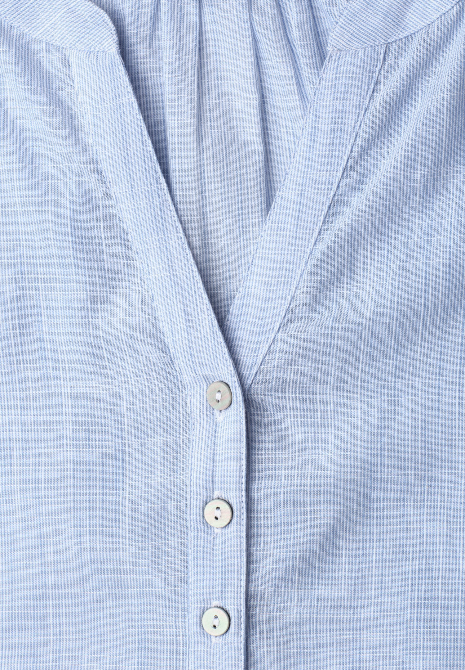 Chambray Bluse mit Split Neck und Elastiksaum
