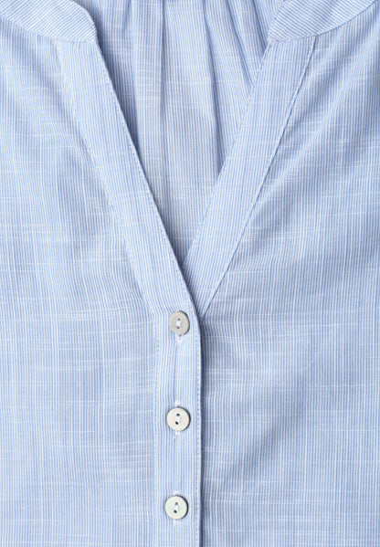 Chambray Bluse mit Split Neck und Elastiksaum