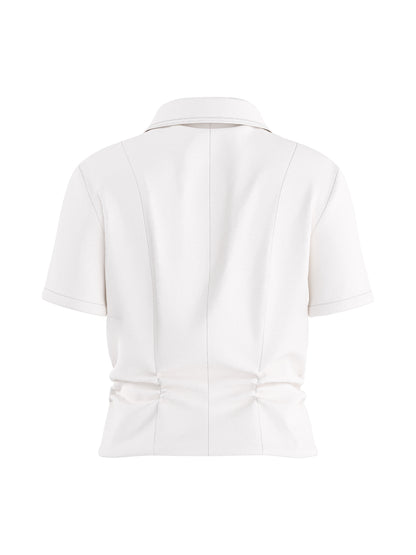 HDNICOLETTE SS GATHERED ZIP SHIRT