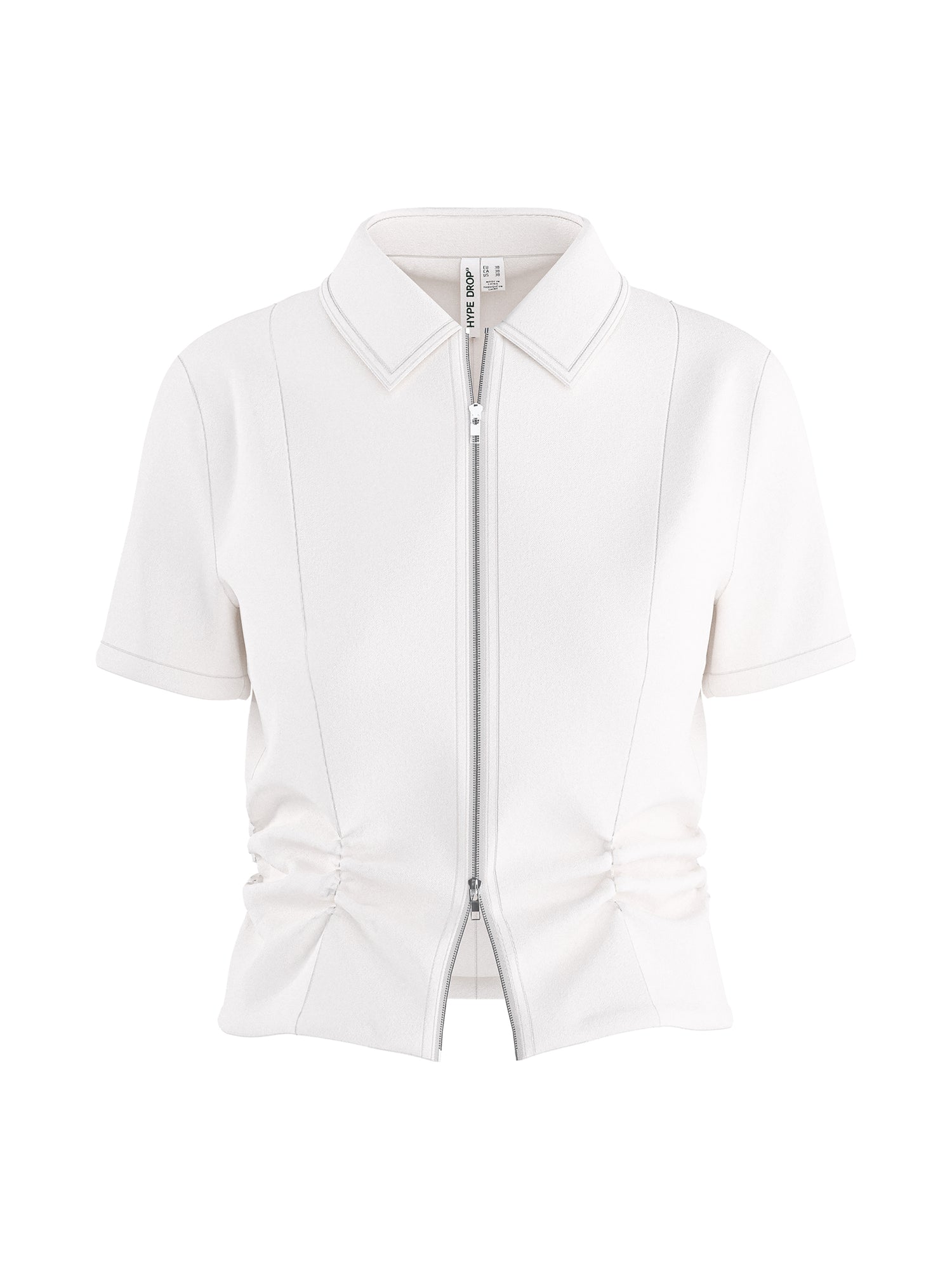 HDNICOLETTE SS GATHERED ZIP SHIRT