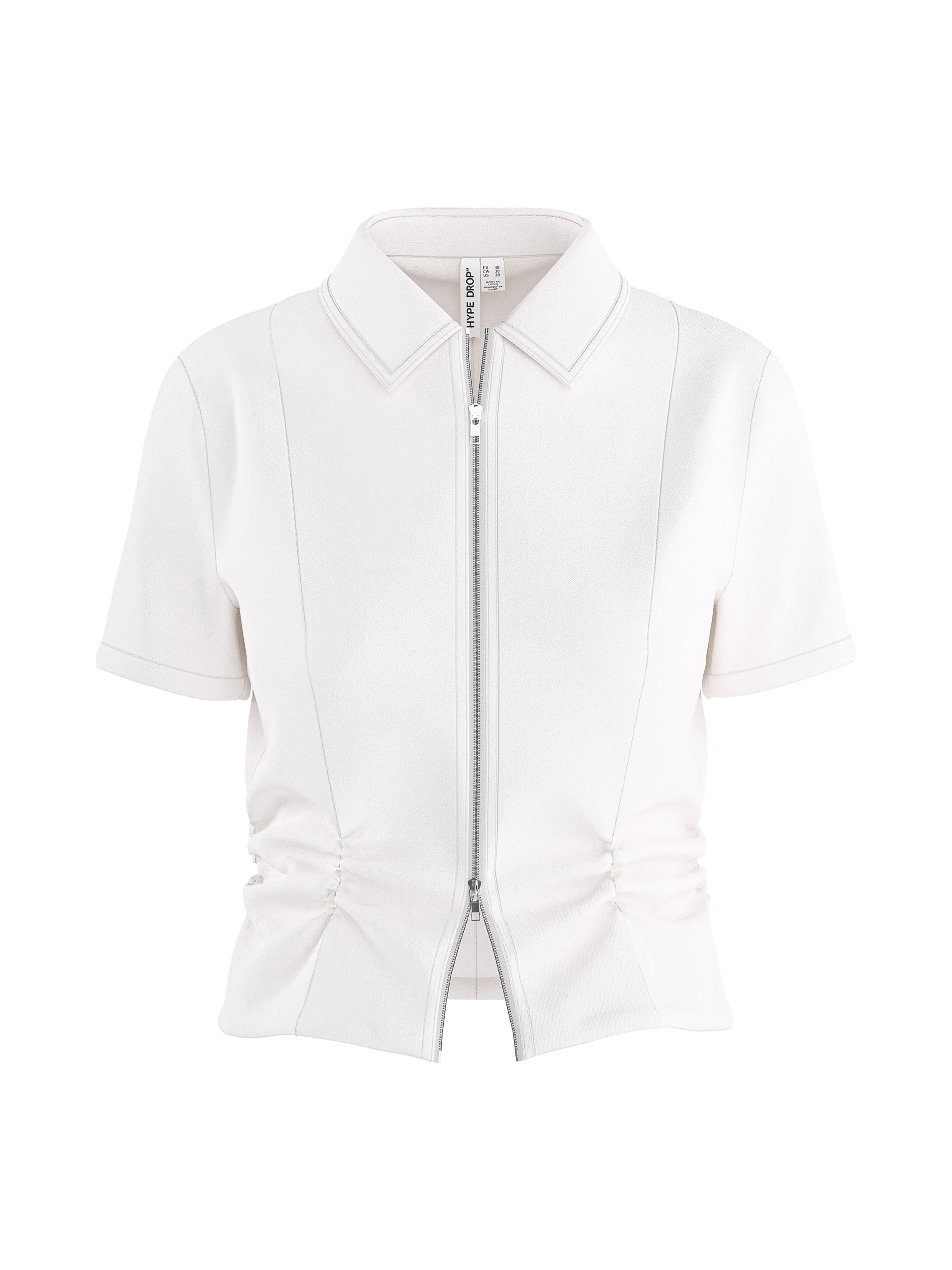HDNICOLETTE SS GATHERED ZIP SHIRT