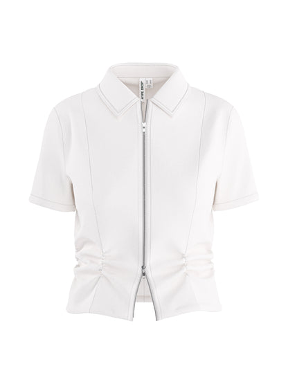 HDNICOLETTE SS GATHERED ZIP SHIRT