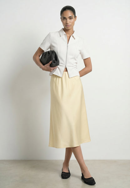 HDNICOLETTE SS GATHERED ZIP SHIRT