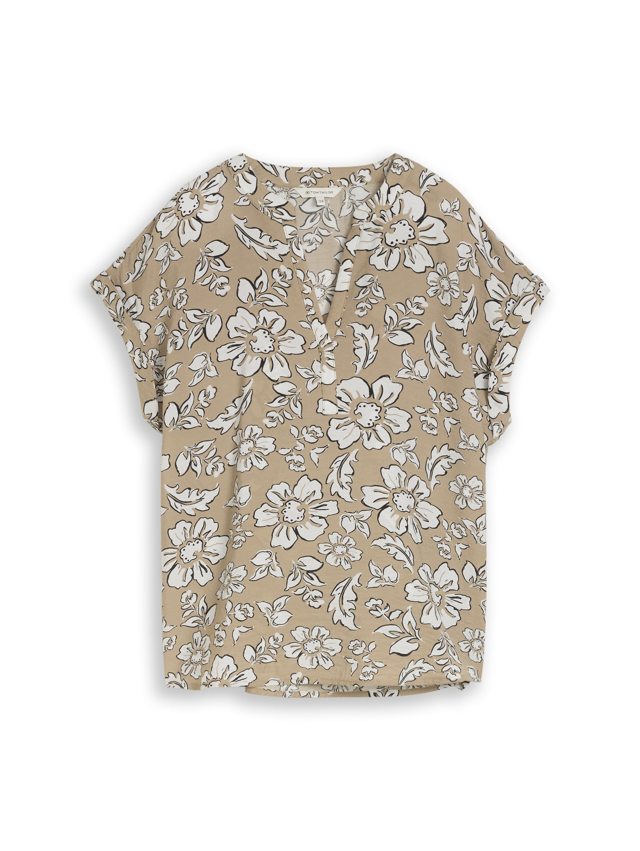 Loose Fit Bluse mit V-Ausschnitt