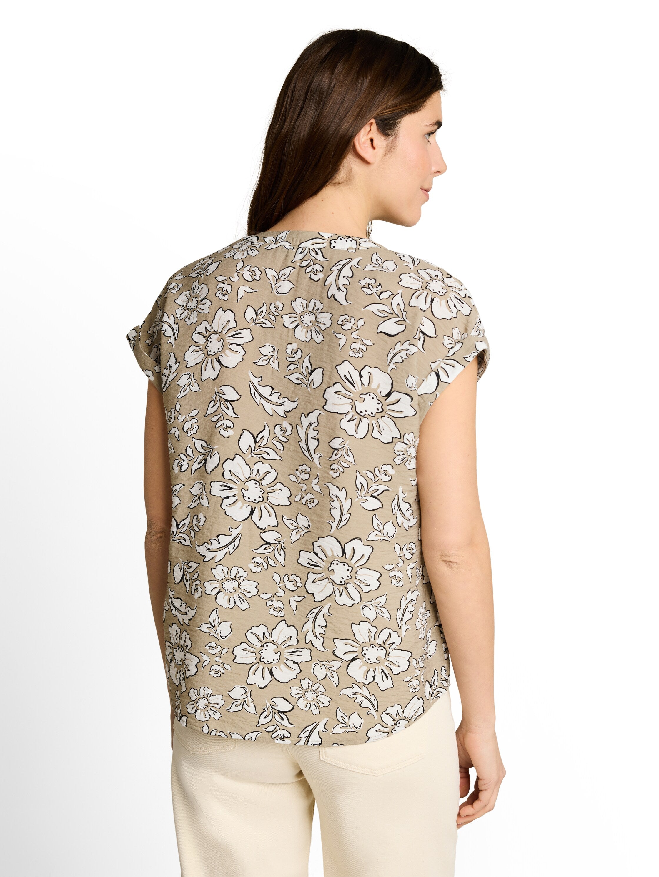 Loose Fit Bluse mit V-Ausschnitt